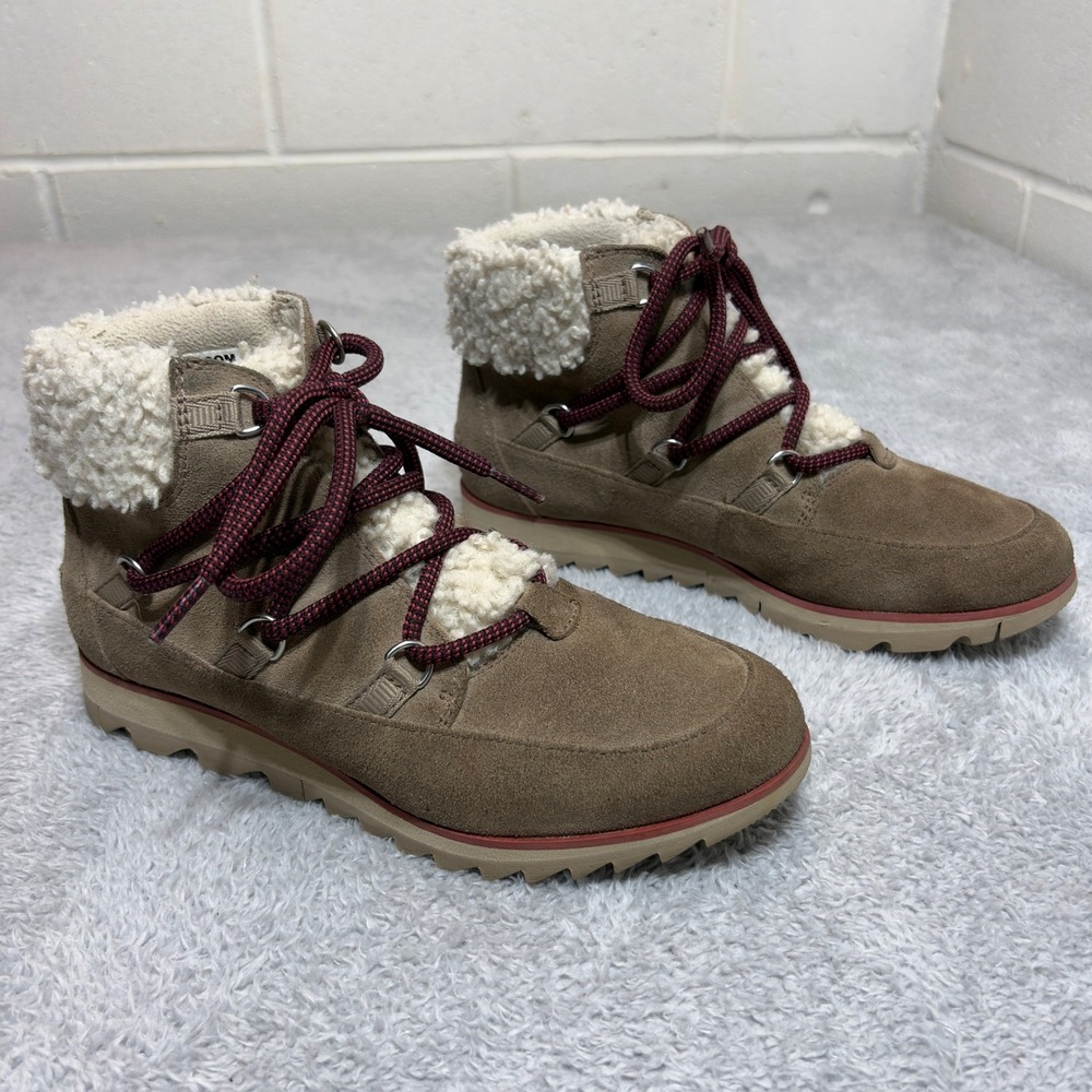 Sorel Explorer II Joan Boot Women 7.5 Brown Suede Faux Fur Waterproof NL4345-264